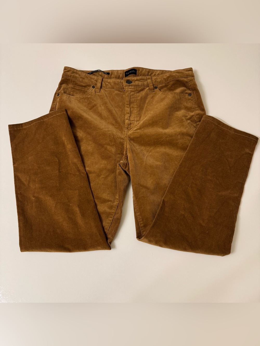 Talbots Womens Jeans Brown Corduroy Straight Leg Pant Cotton Blend Size 10p